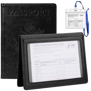 NEW Ultra Slim Passport and Vaccine Card Holder Combo Black